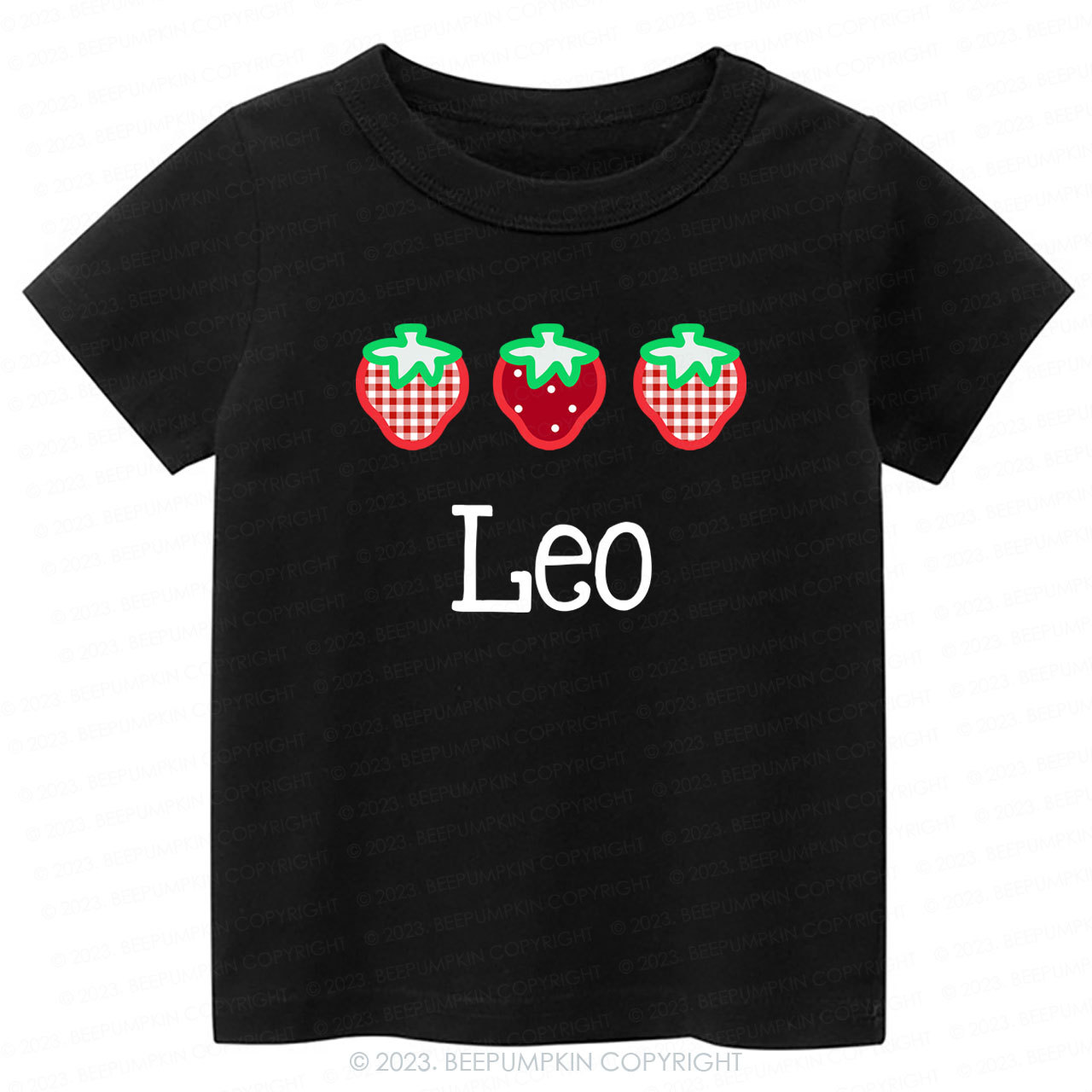 Strawberry Picking Applique Shirt For Kids