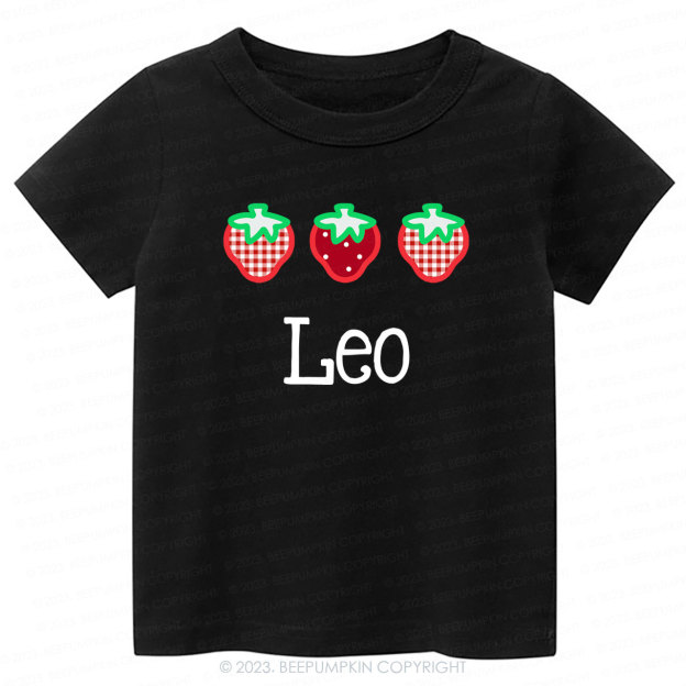 Strawberry Picking Applique Shirt For Kids
