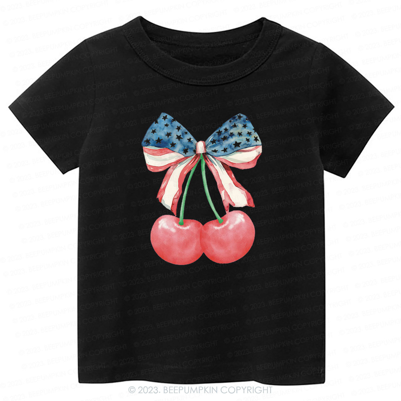 Cherries with American Bow Shirt For Kids