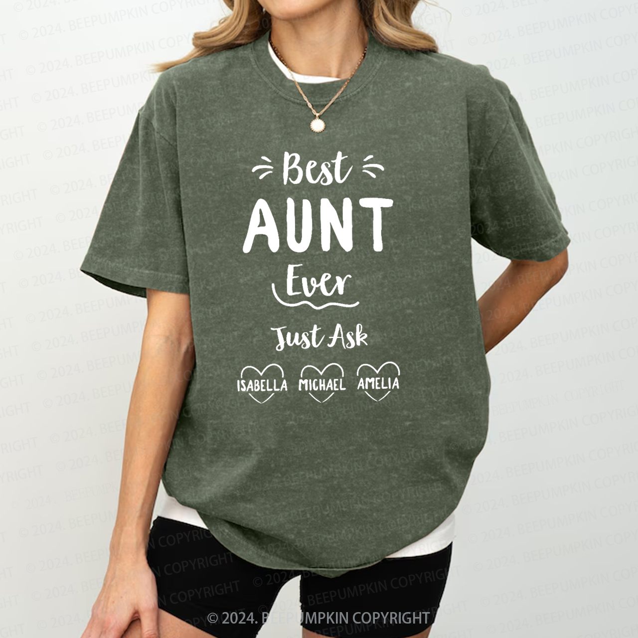 Personalized Best Ever Aunt Washed Tees