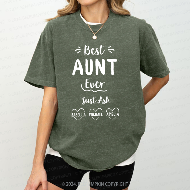 Personalized Best Ever Aunt Washed Tees