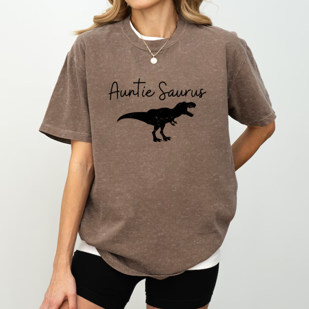 Personalized Saurus Rex Aunt Washed Tees