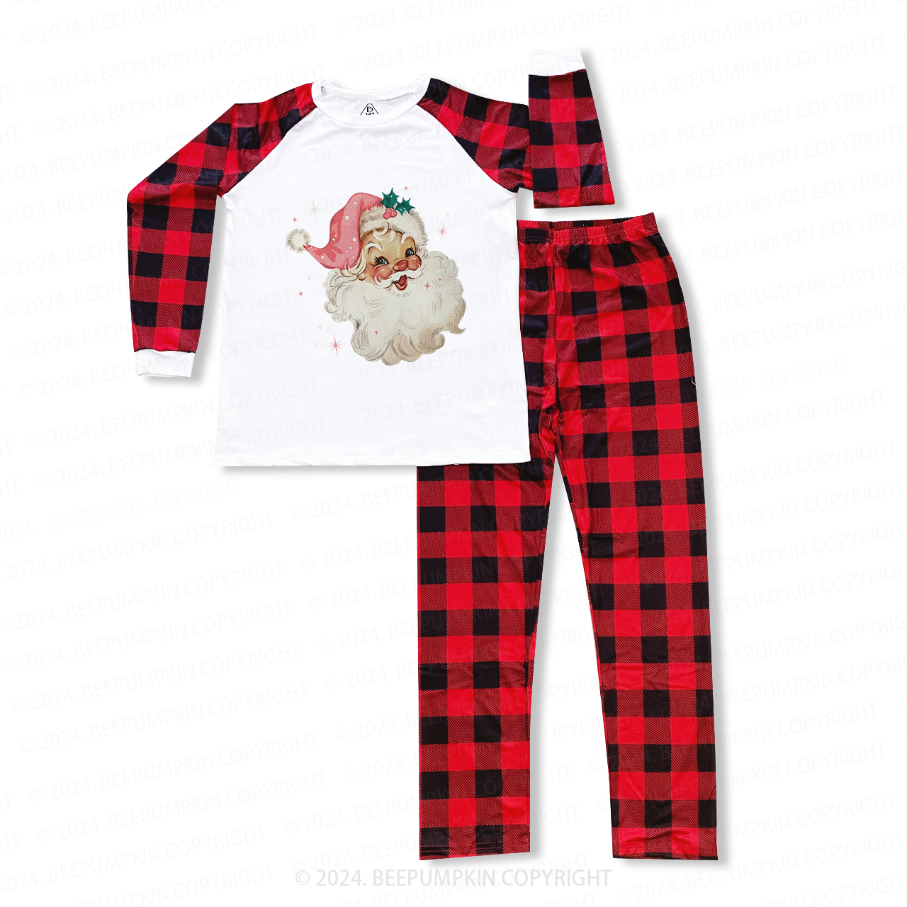 Retro Pink Santa Christmas Family Matching Pajamas