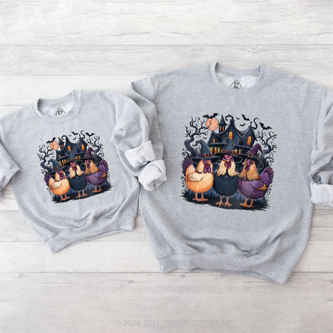 Halloween Chickens Haunted House Family Matching Sweatshirt