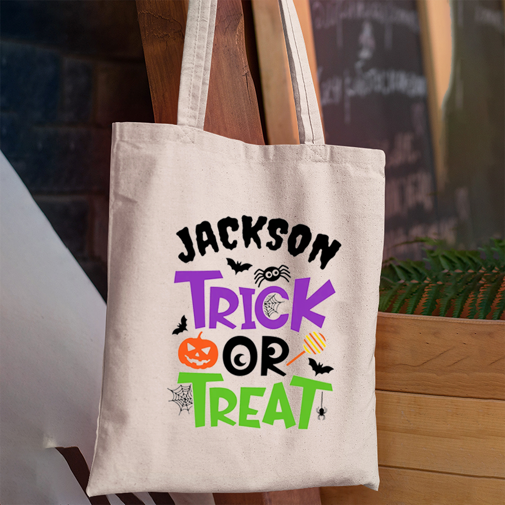 Personalized  Name Spider Halloween Tote Bag