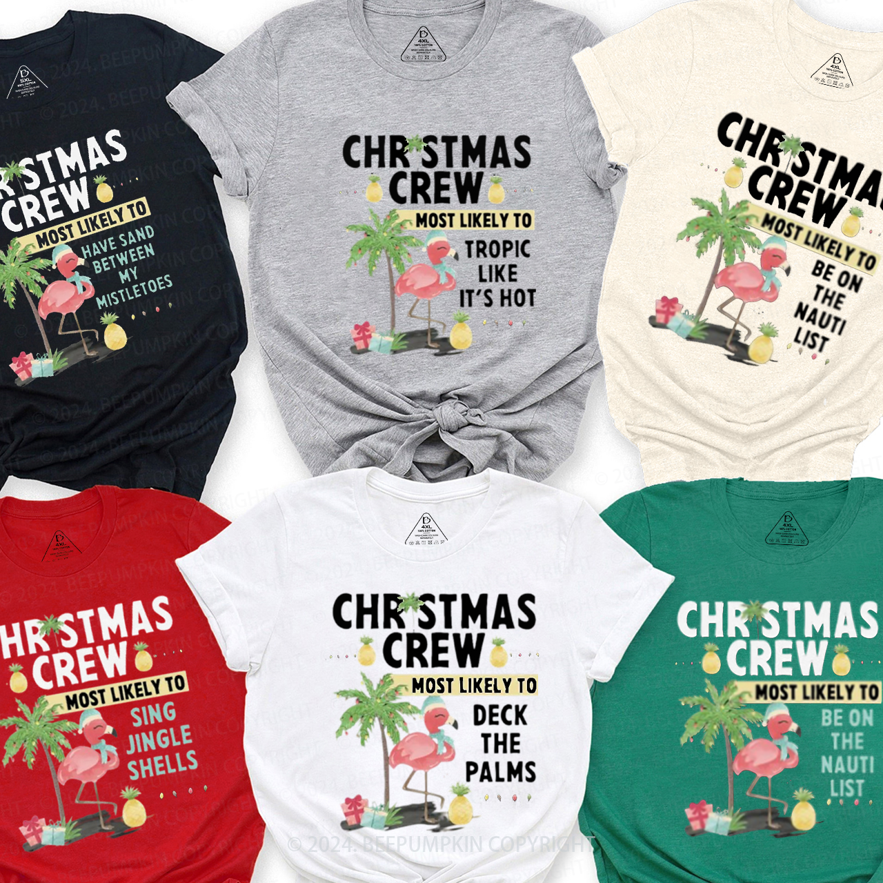 Christmas Crew Most Likely to Flamingos on Vacation in Hawaii Shirts