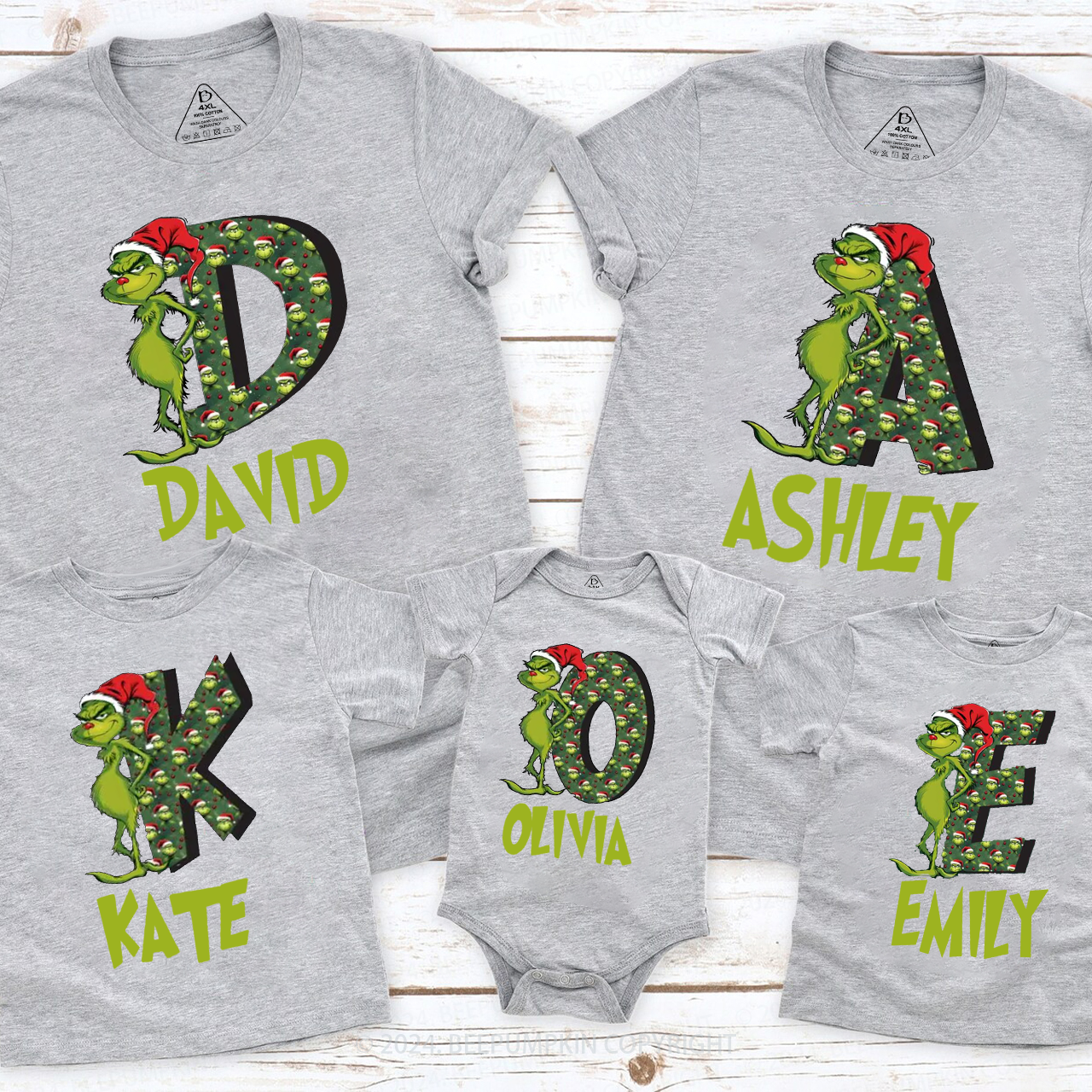 Personalized Print Alphabet Wall Family Matching T-Shirts Beepumpkin