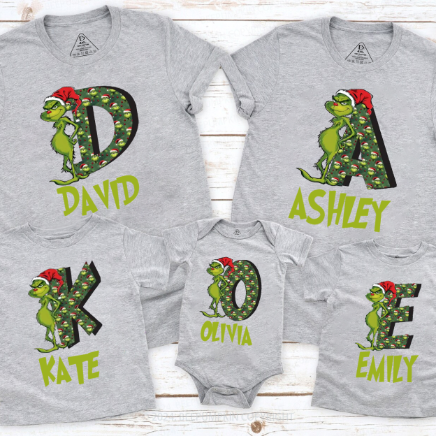 Personalized Print Alphabet Wall Family Matching T-Shirts Beepumpkin