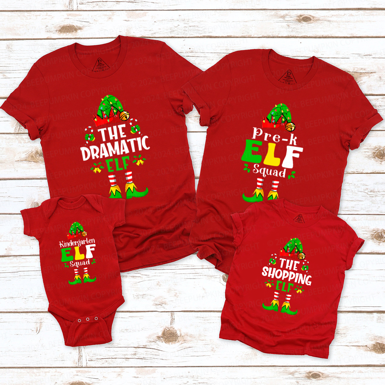 Christmas ELF Family Party Family Matching T-Shirts Beepumpkin