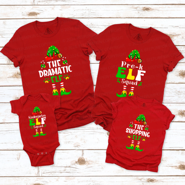 Christmas ELF Family Party Family Matching T-Shirts Beepumpkin