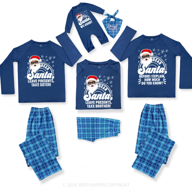 Personalized Dear Santa Family Group Family Matching Blue Pajamas Beepumpkin
