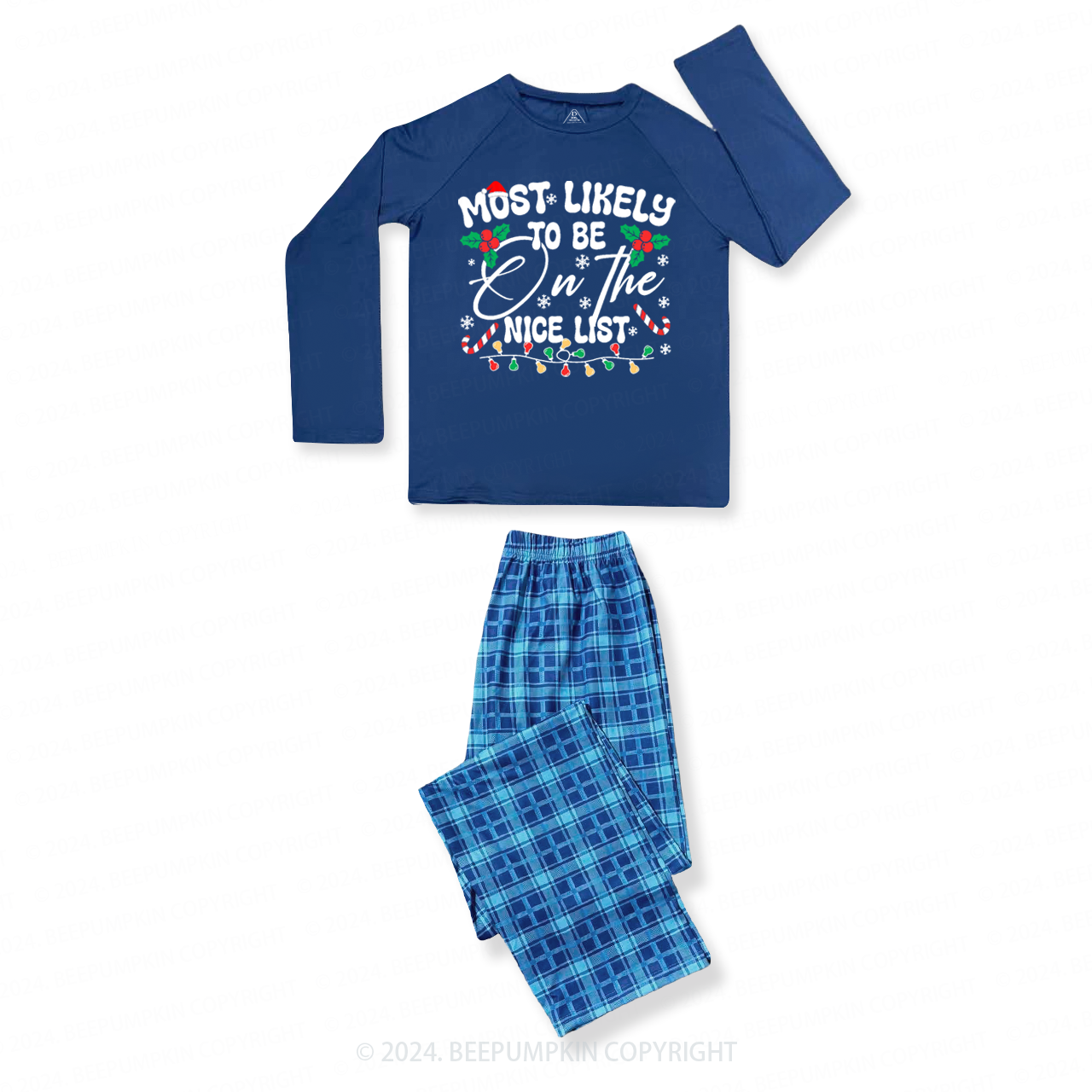Personalized 6 Most Likely Christmas Family Matching Blue Pajamas Beepumpkin