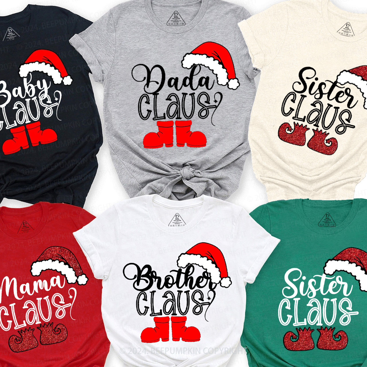 Christmas Santa Claus Family Matching T-Shirts Beepumpkin