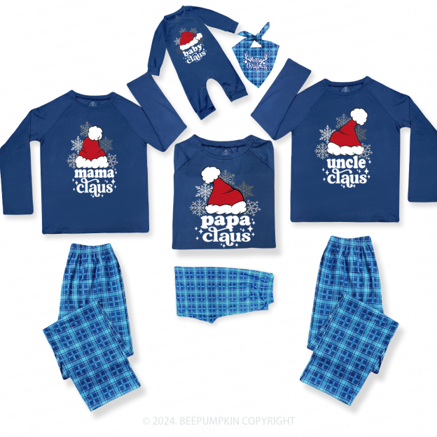 Personalized Santa Claus Hat Family Matching Blue Pajamas Beepumpkin