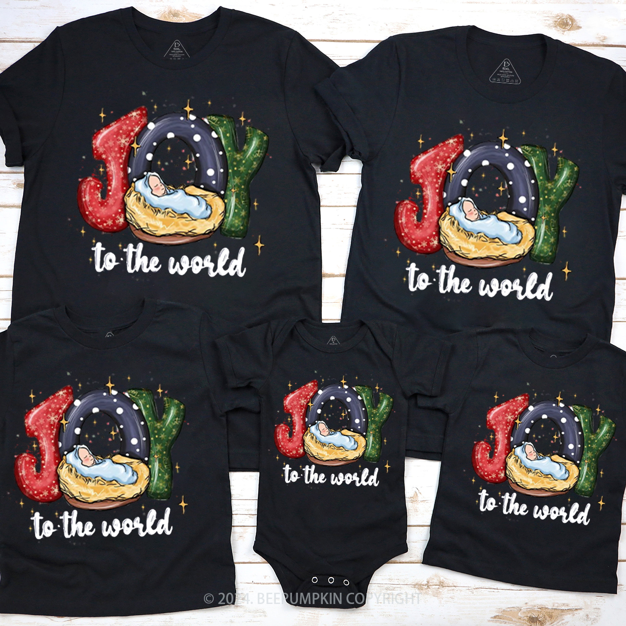 Joy To The World Family Matching T-Shirts Beepumpkin