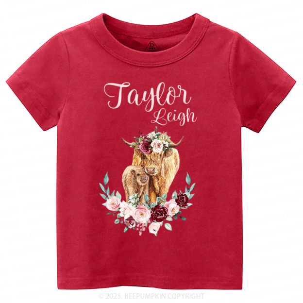 Personalized Name Highland Cow Baby Toddler&Kid's Tees Beepumpkin