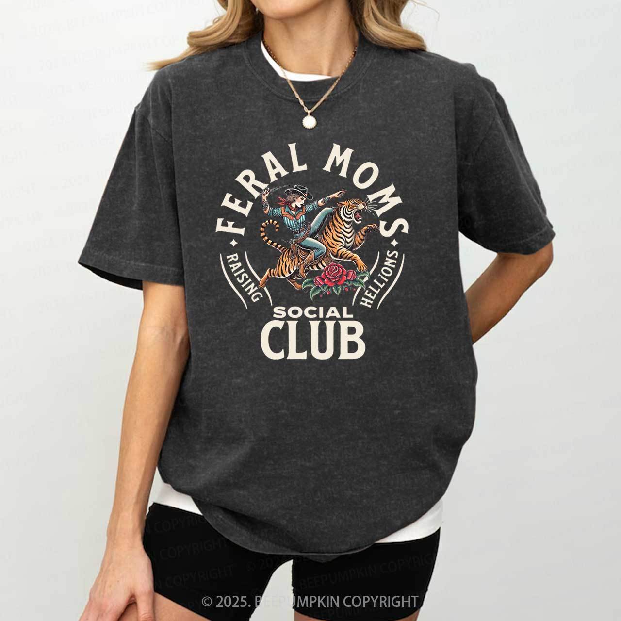 Feral Moms Social Club Washed T-Shirts