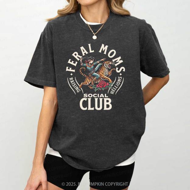 Feral Moms Social Club Washed T-Shirts