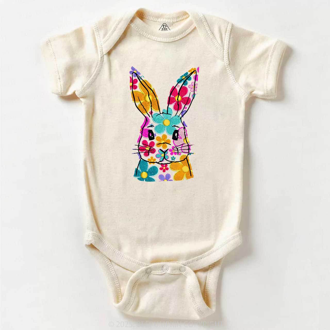 Bright Floral Bunny Easter Bodysuit Beepumpkin