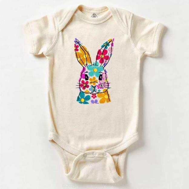 Bright Floral Bunny Easter Bodysuit Beepumpkin