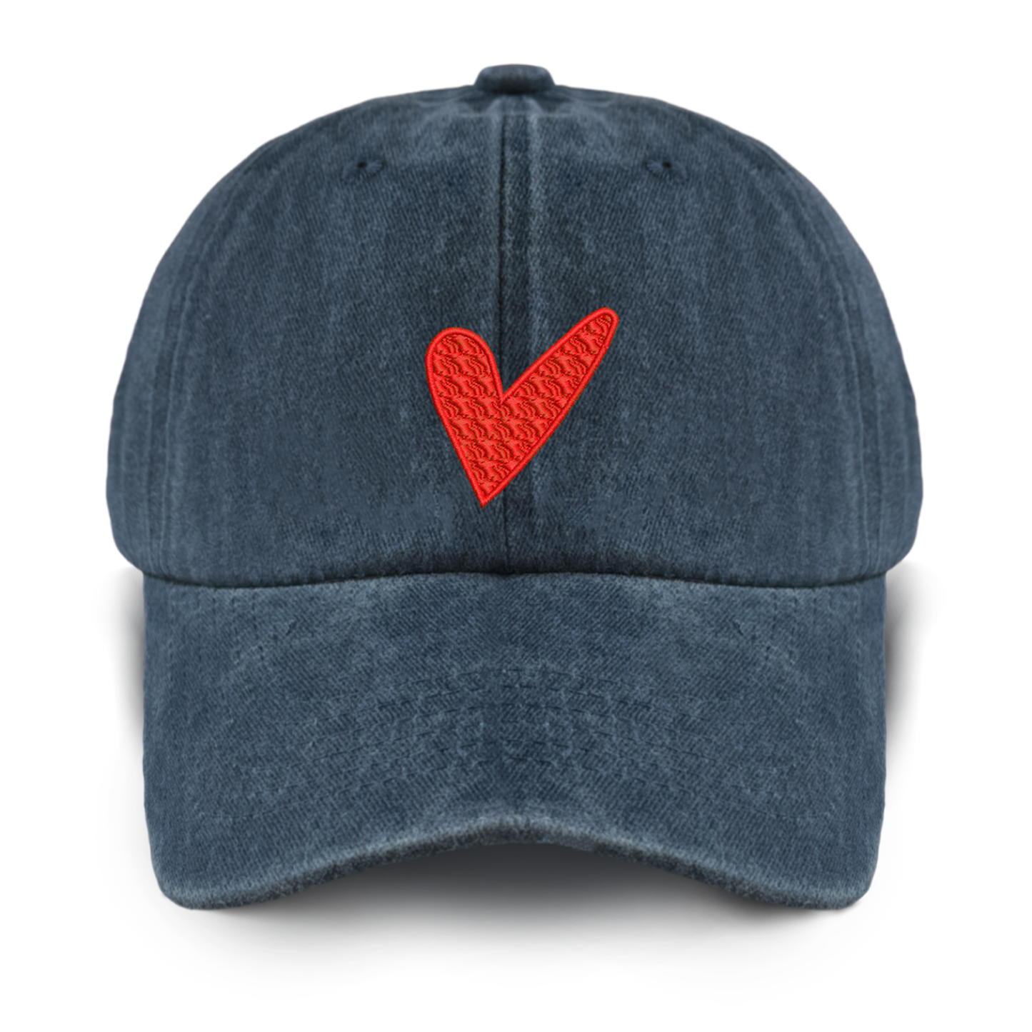 Red Love Heart Washed Baseball Cap For Kids