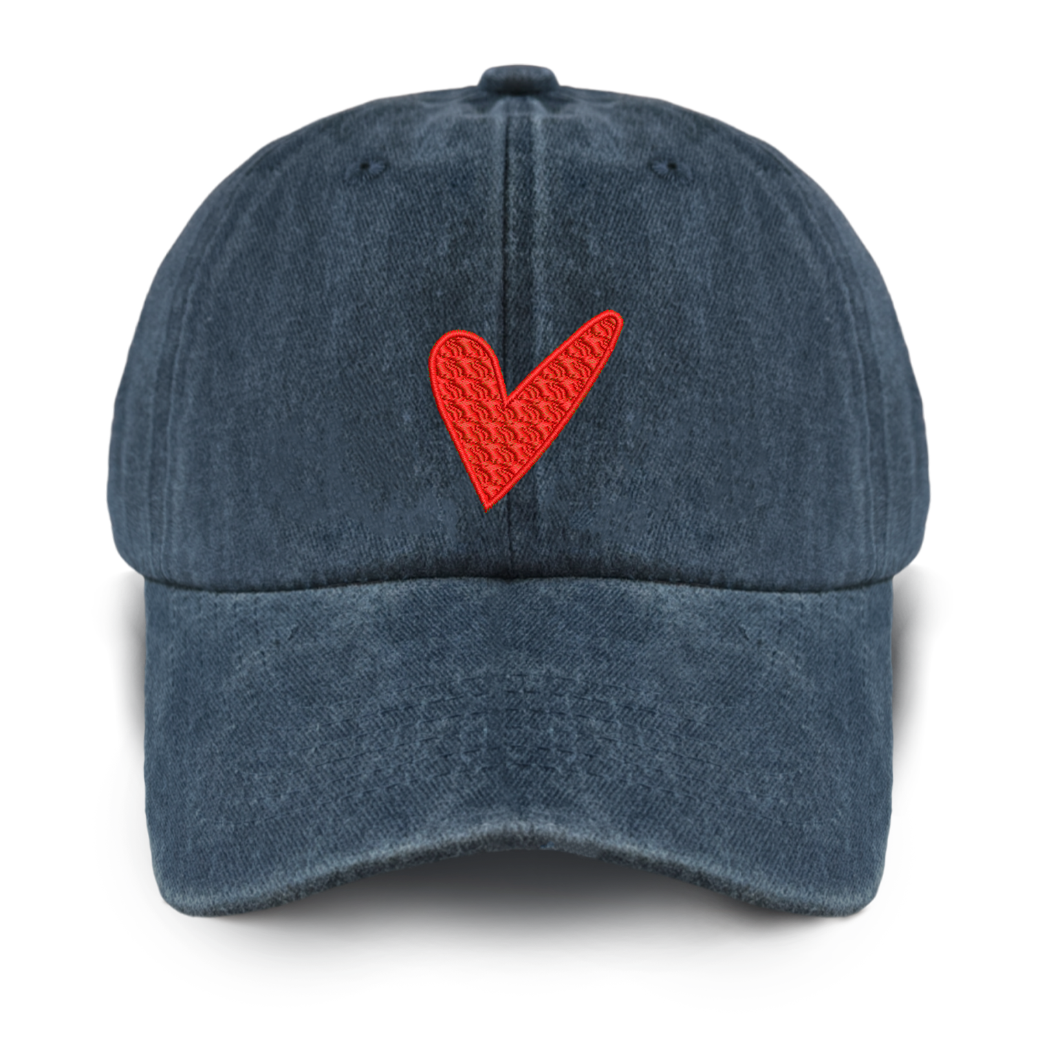 Red Love Heart Washed Baseball Cap For Kids