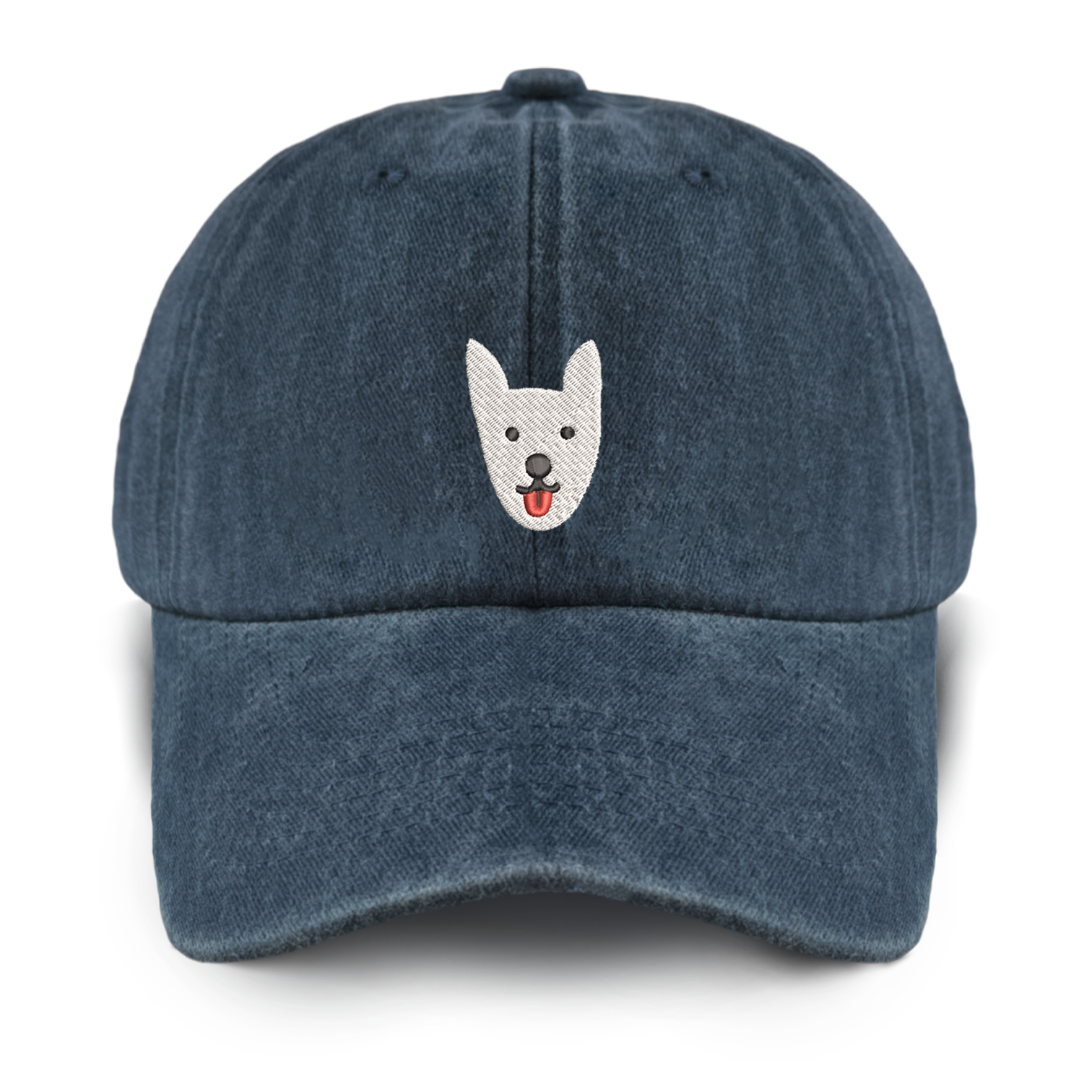 Embroidered White Dog Washed Baseball Cap For Kids