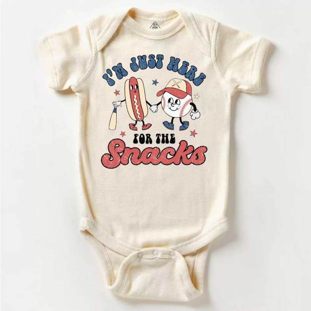 I'm Just Here For The Snacks Baseball Bodysuit Beepumpkin