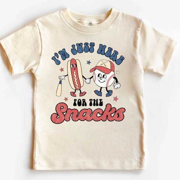 I'm Just Here For The Snacks Baseball  Toddler&Kid's Tees Beepumpkin