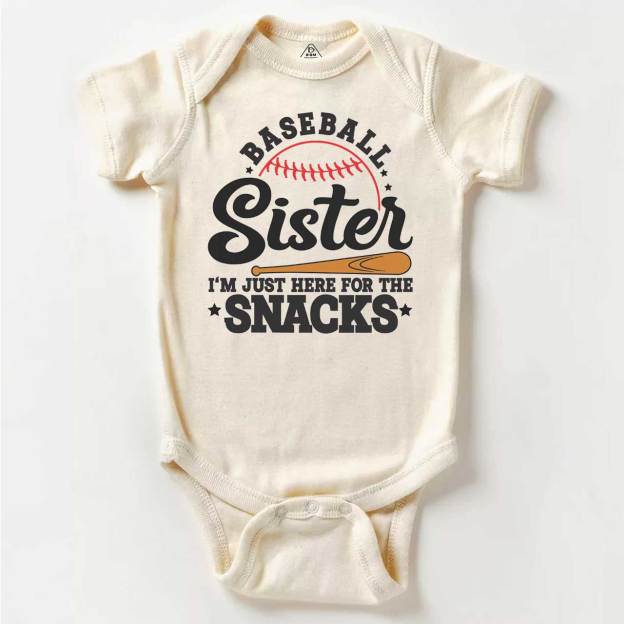 Baseball Sister I'm Just Here For The Snacks Bodysuit Beepumpkin