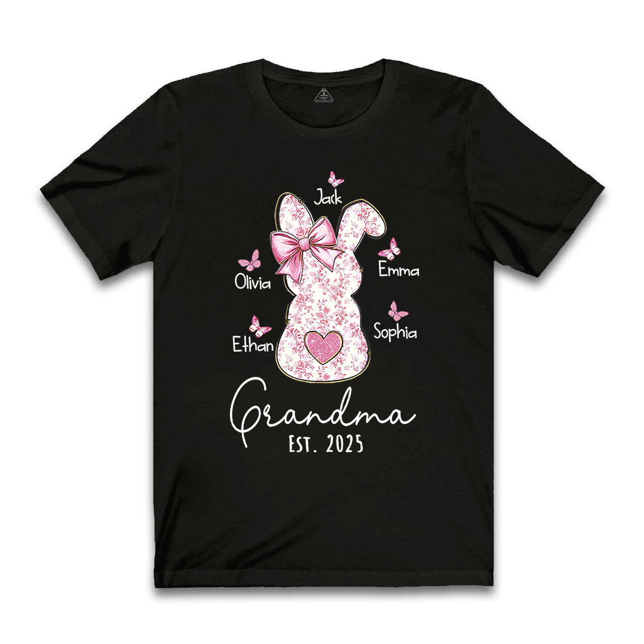 Personalised Pink Floral Butterfly Bunny Easter T-Shirt