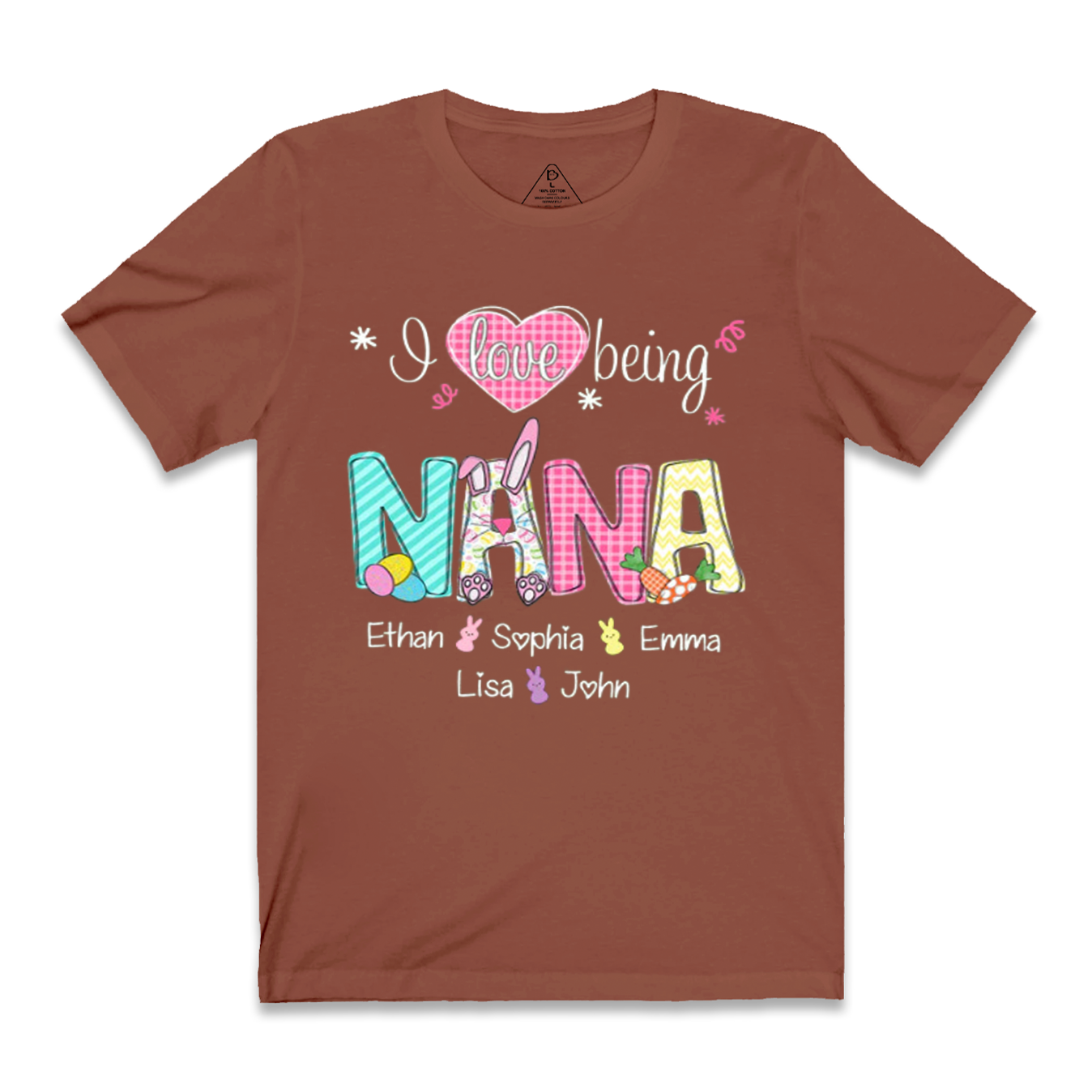 Personalized I Love Being Nana Easter Bunny And Grandkids Happy Easter T-Shirt