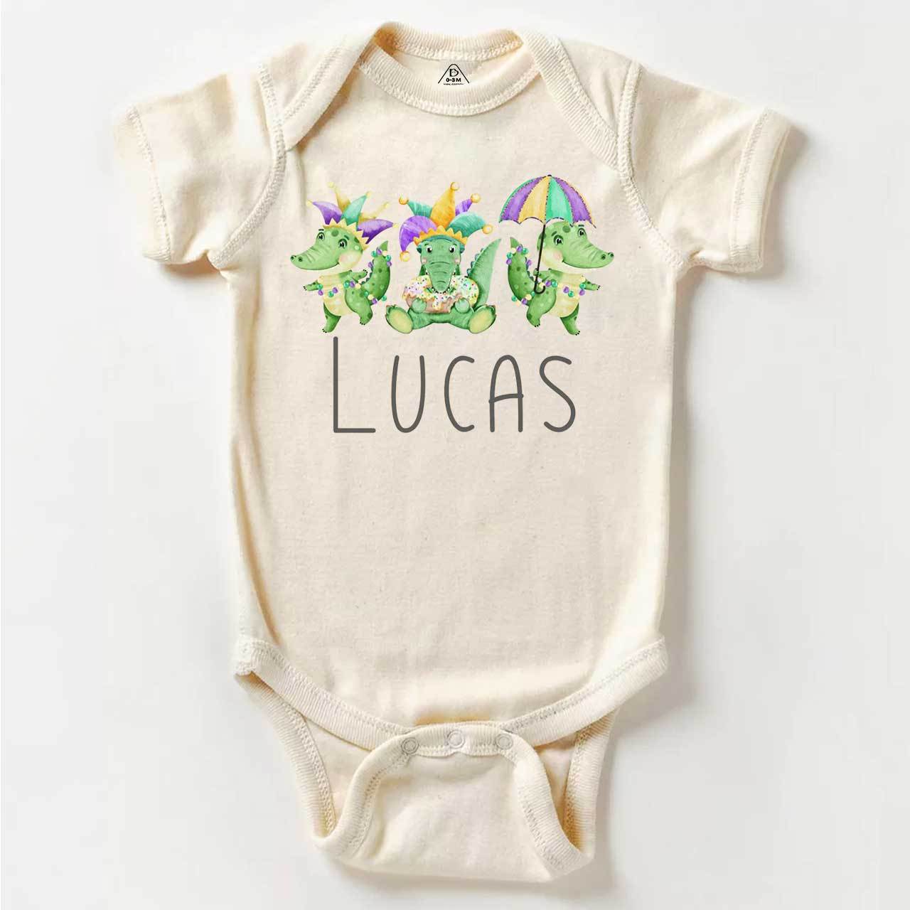 Personalized Mardi Gras Alligators Bodysuit Beepumpkin