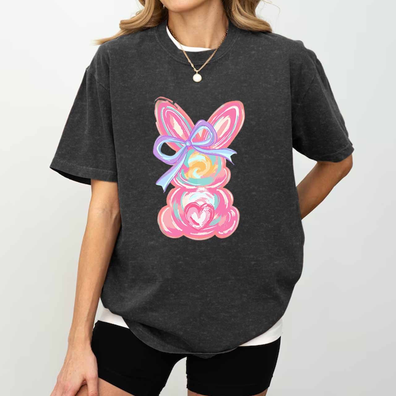 Brushstroke Bunny Easter Mama Washed T-Shirts