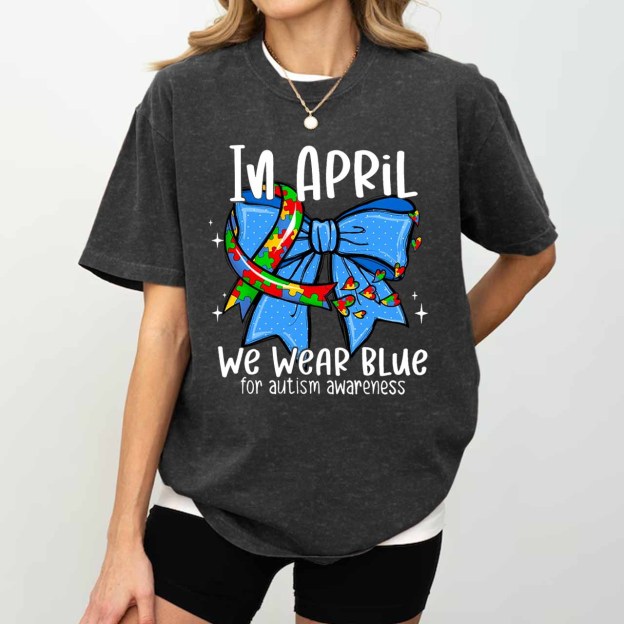 In April We Wear Blue Mama Washed T-Shirts