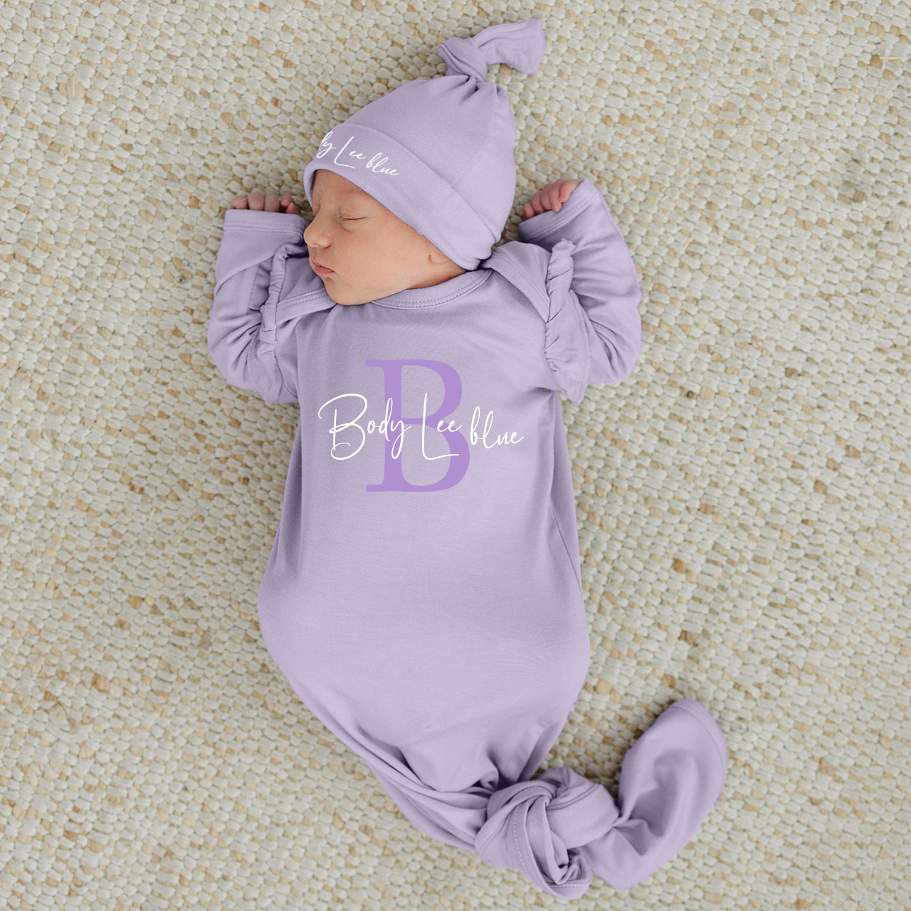 Personalized Capital Letters Name Baby Gown With Hat