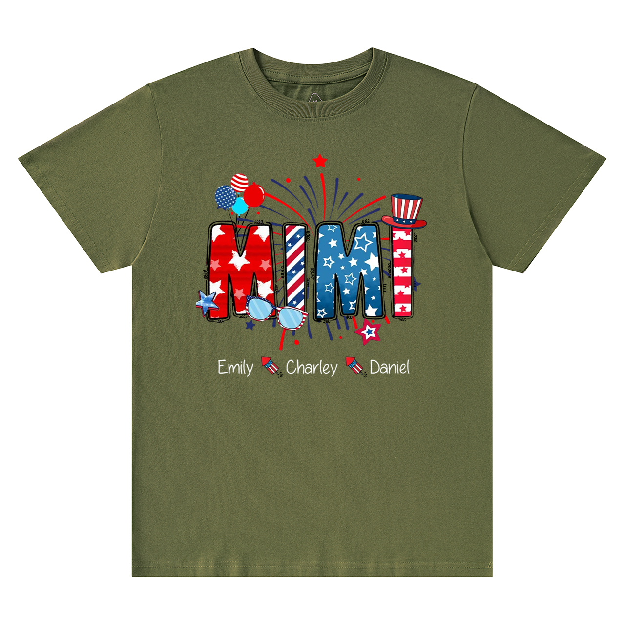 Personalized Patriotic Nana 4th Of July Grandma And Grandkid Name T-Shirts