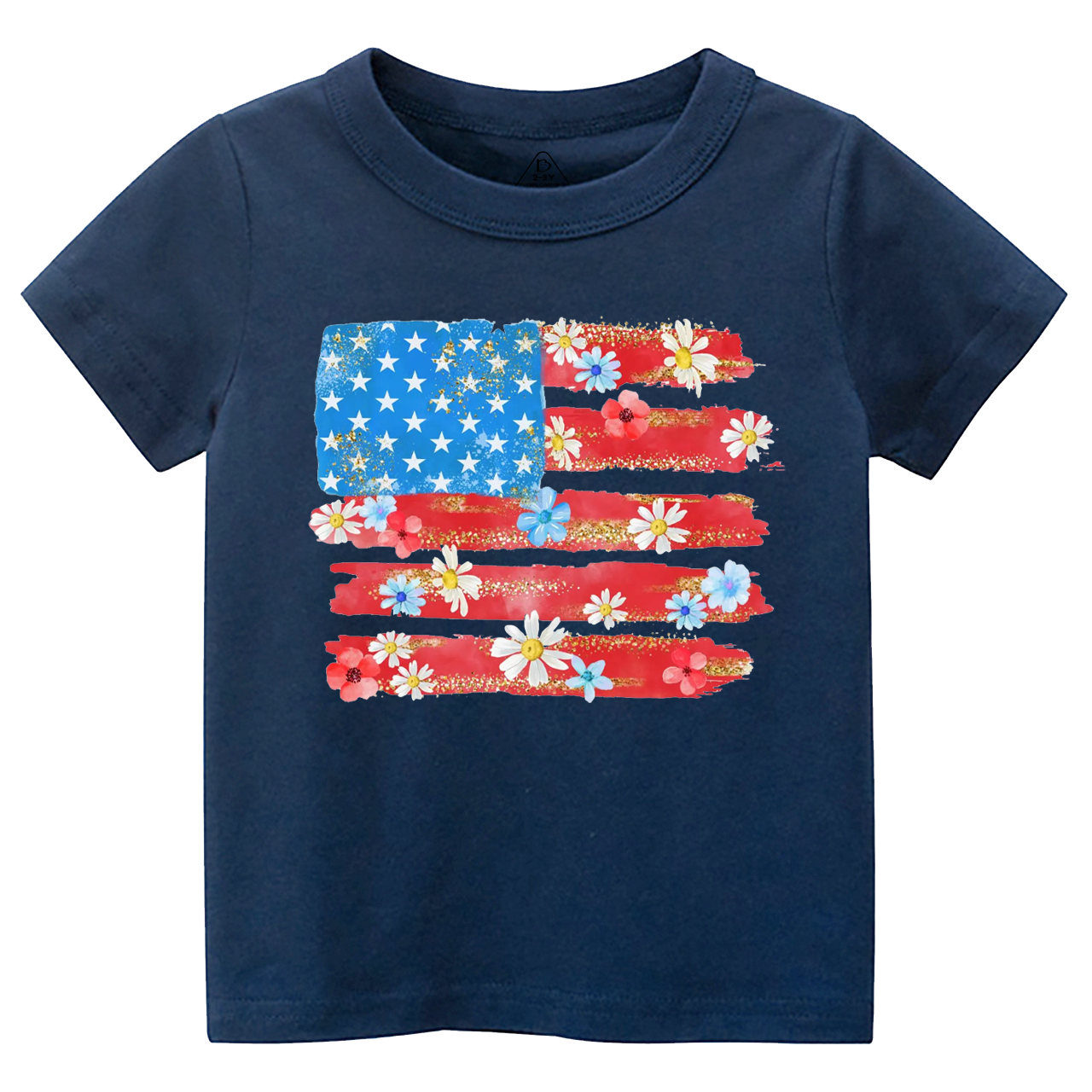 Flower American Flag Toddler&Kid's Tees Beepumpkin 