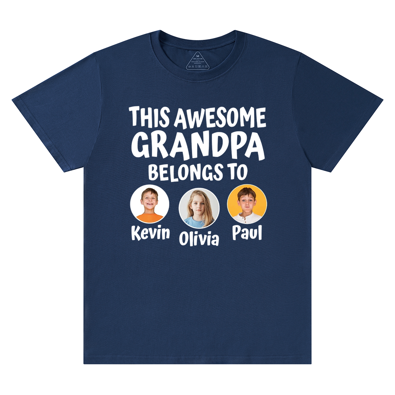 Personalized Grandpa With Grandkids Name And Photo T-shirt