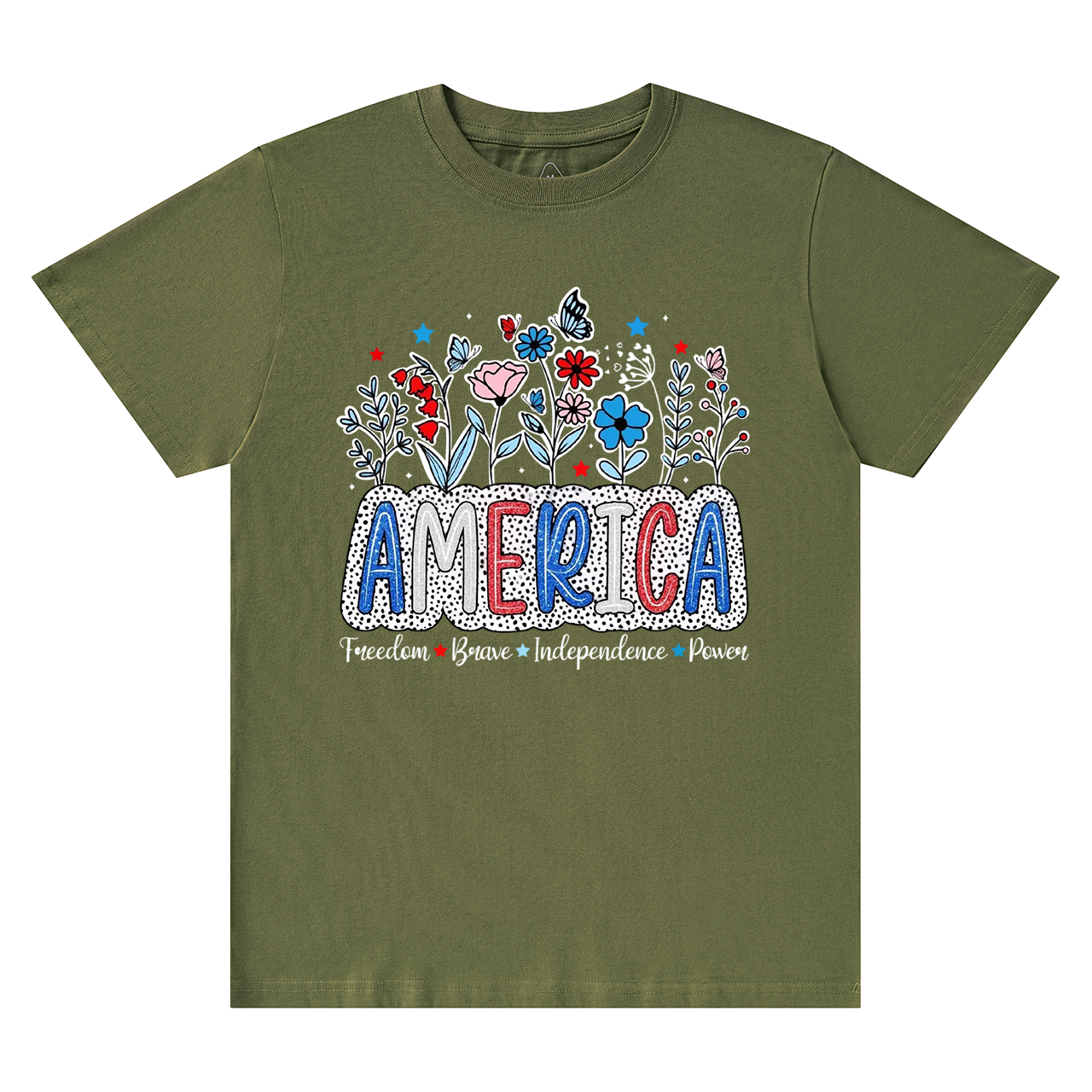 Floral Brushstroke USA Mama T-Shirts