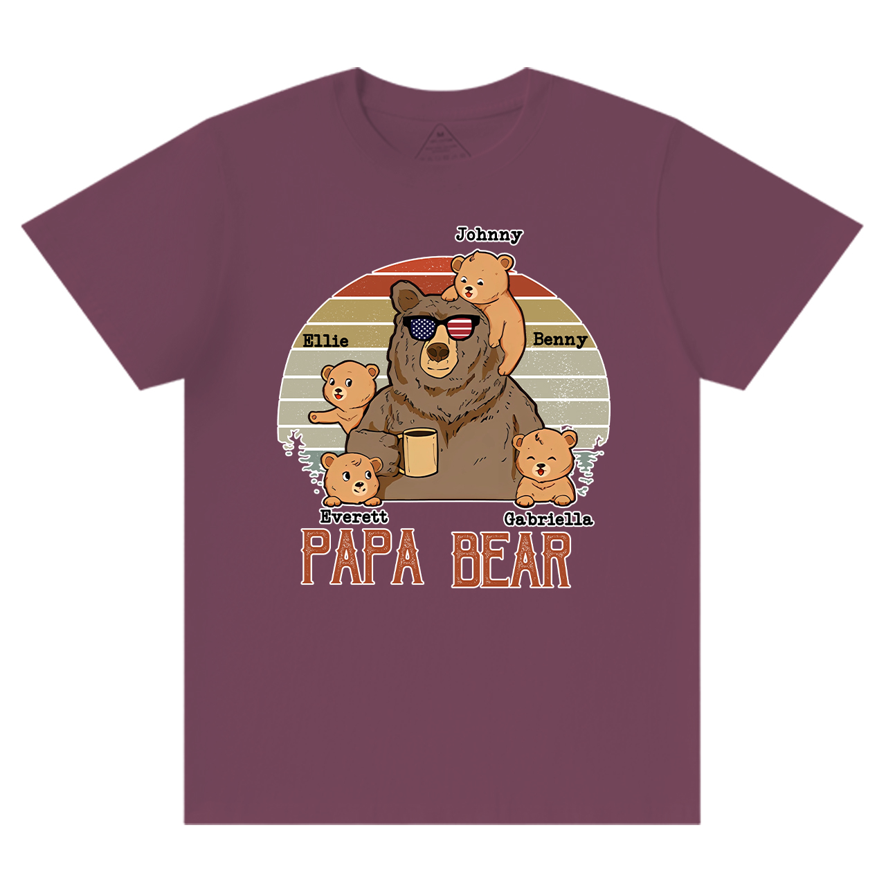 Personalized  Papa Bear And Kids Names T-Shirt 