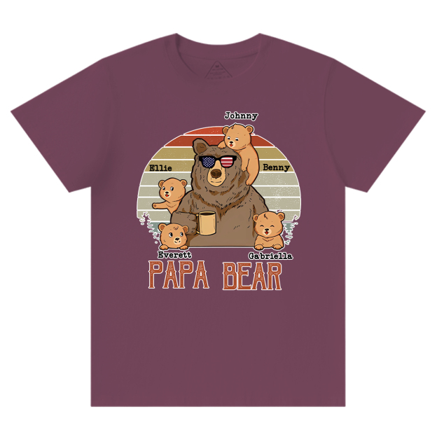 Personalized  Papa Bear And Kids Names T-Shirt 