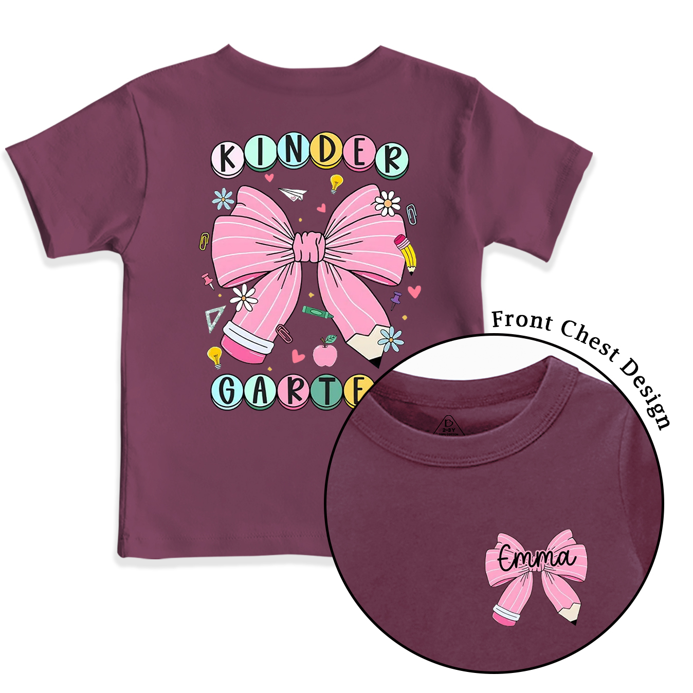 Personalized Back To School Bow Fireworks Toddler&Kid's Tees Beepumpkin 