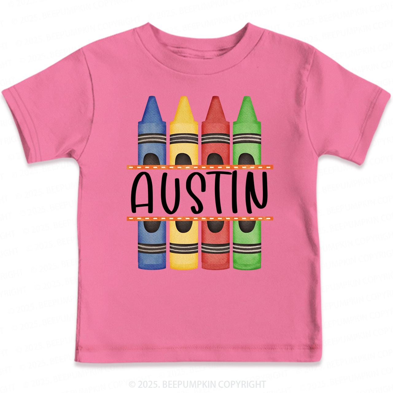 Personalized Crayon Name Back To School Toddler&Kid's Tees Beepumpkin 