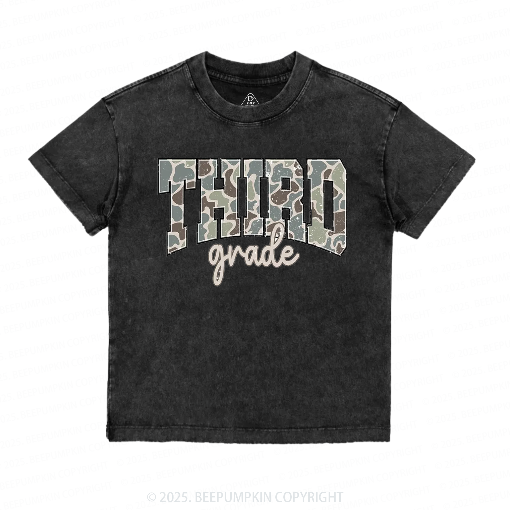Personalized Back To School Boys Old Camo Toddler&Kids Washed Tees