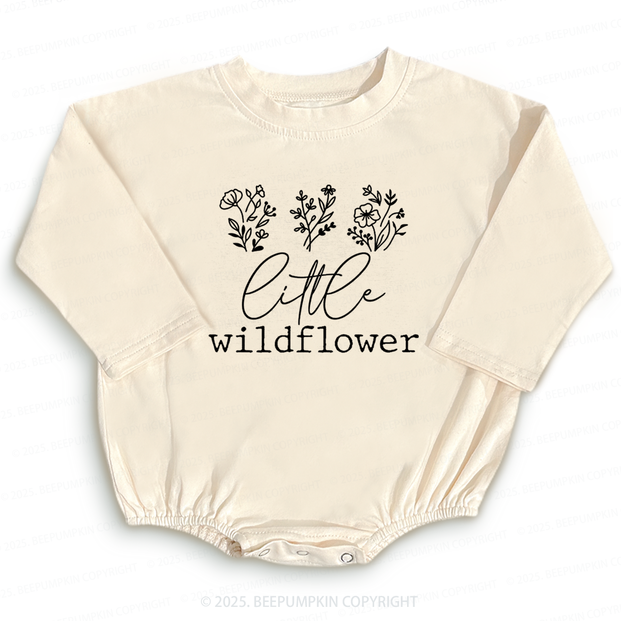 Personalized Name Little Wildflower Baby Bubble Romper Beepumpkin