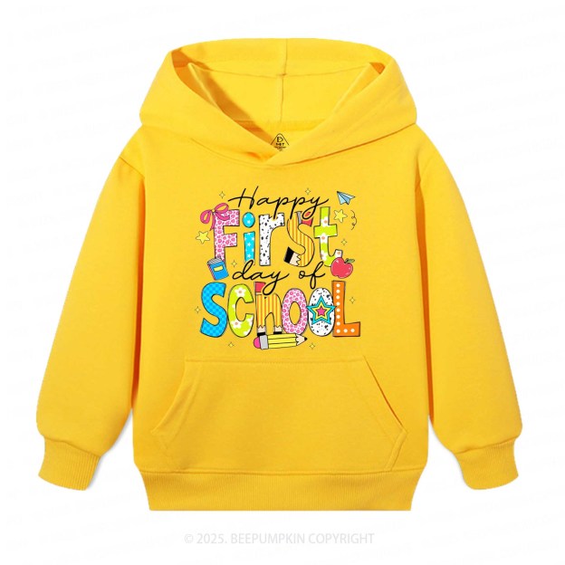 Happy First Day Of School Kid's Hoodies Beepumpkin