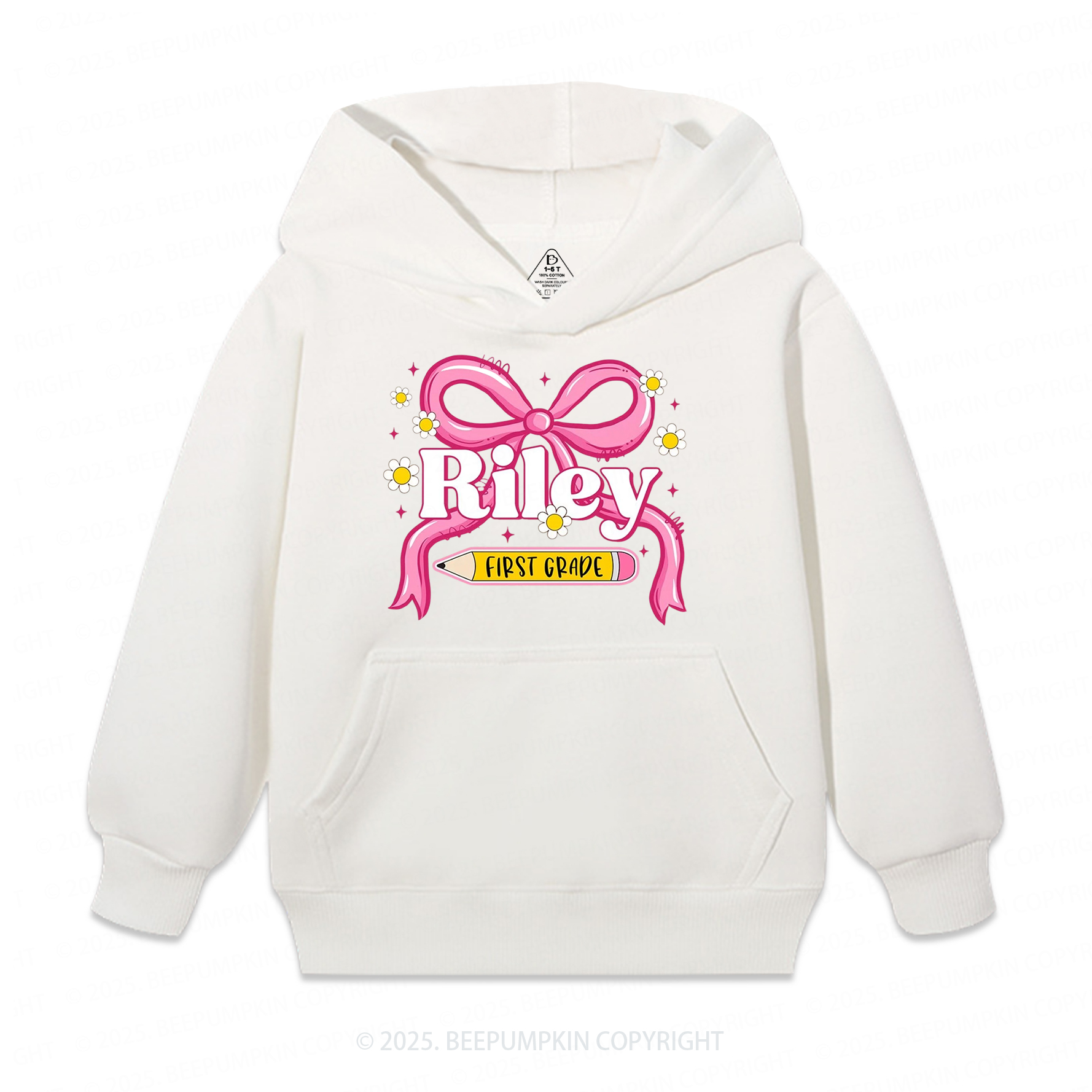 Personalized First Grade Girly Kid's Hoodies Beepumpkin