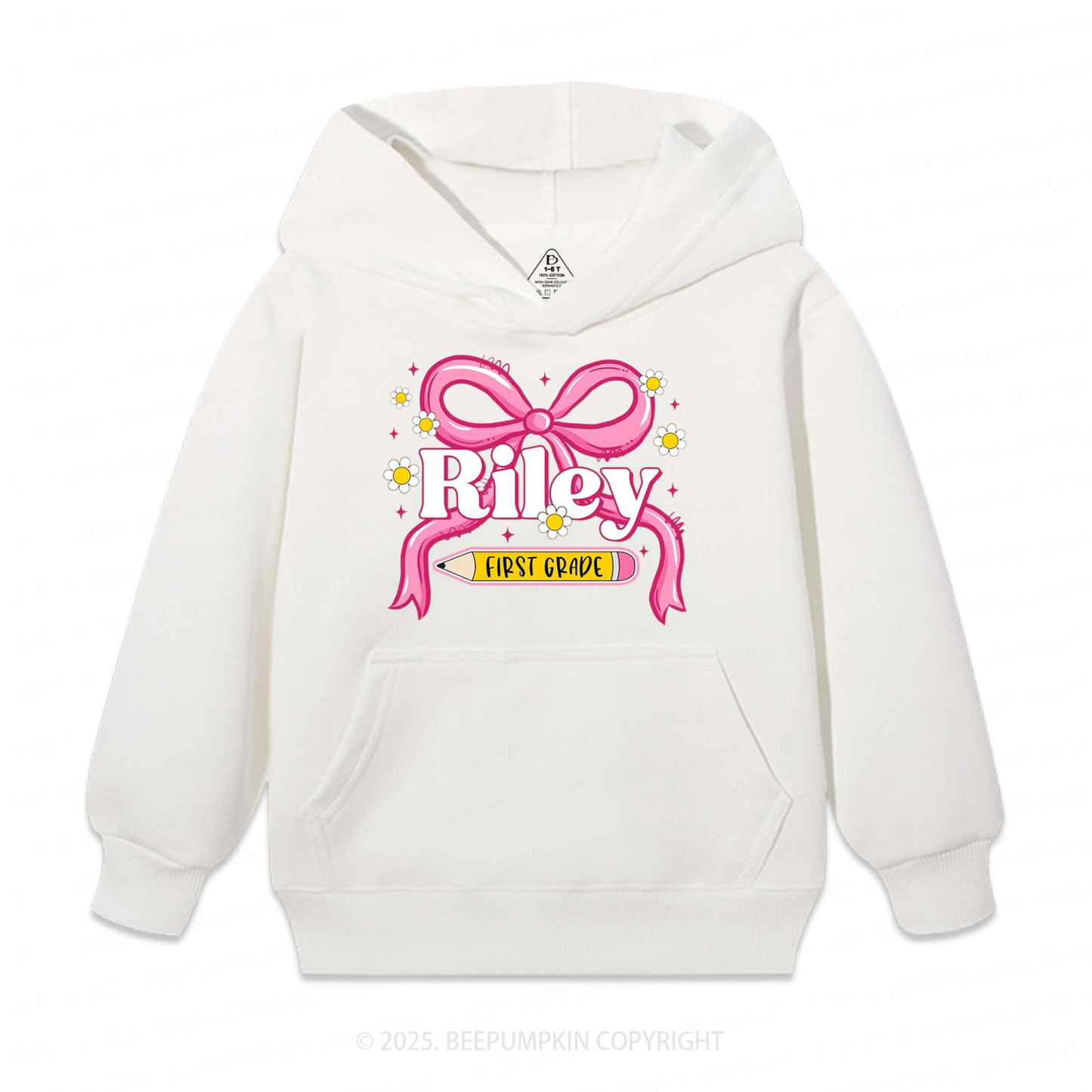 Personalized First Grade Girly Kid's Hoodies Beepumpkin