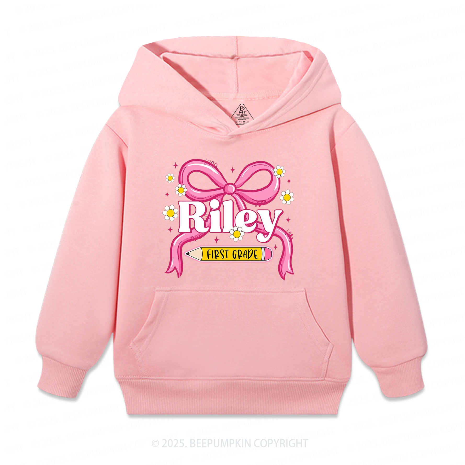 Personalized First Grade Girly Kid's Hoodies Beepumpkin